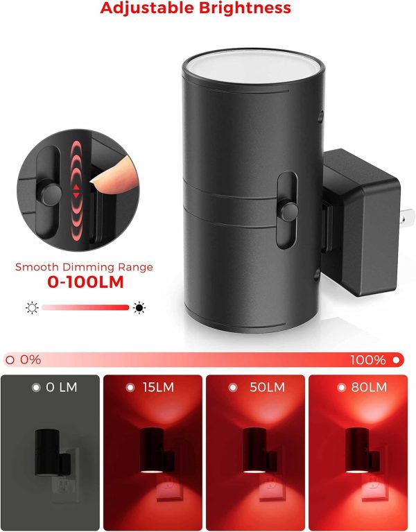 L LOHAS LED Night Light Plug in, Modern Night Lights Plug into Wall, Dusk to Dawn Sensor, Soft White 3000K, 0-100LM Adjustable Brightness, Dimmable Night Lights for Hallway Bedroom Stairway, 2 Pack - Image 11