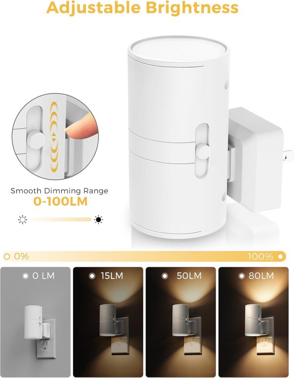 L LOHAS LED Night Light Plug in, Night Lights Plug into Wall, Light Sensor, 0-100LM, Soft White 3000K, Dimmable Night Light, Modern Nightlight for Hallway Bedroom Stairway, 2 Pack - Image 3