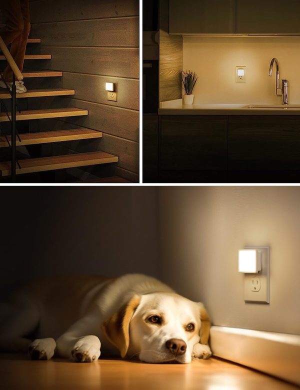 L LOHAS LED Night Lights Plug into Wall 2-Pack, 0.3W Plug in Night Light, Dusk to Dawn, 3000K Soft White, Bright Nightlight Auto-On/Off, for Adults Kids Room Bedroom Bathroom Hallway Kitchen, Non-Dim - Image 6
