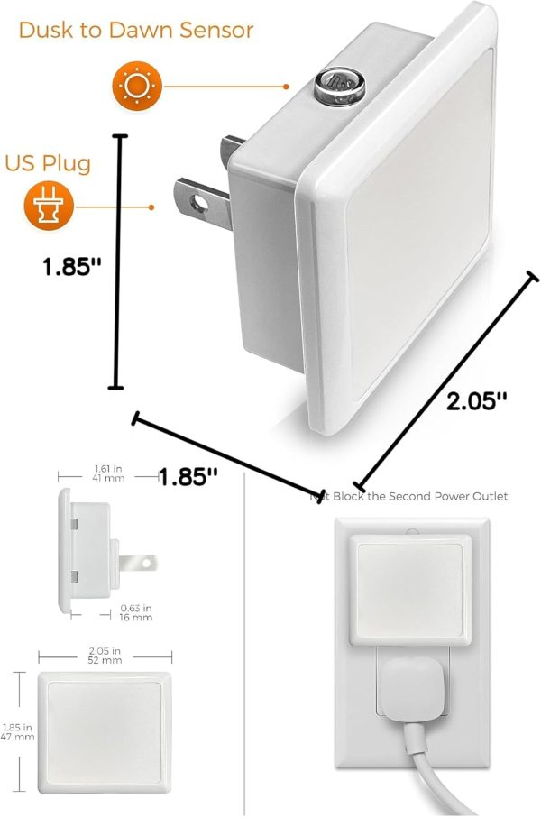 L LOHAS LED Night Lights Plug into Wall 2-Pack, 0.3W Plug in Night Light, Dusk to Dawn, 3000K Soft White, Bright Nightlight Auto-On/Off, for Adults Kids Room Bedroom Bathroom Hallway Kitchen, Non-Dim - Image 31