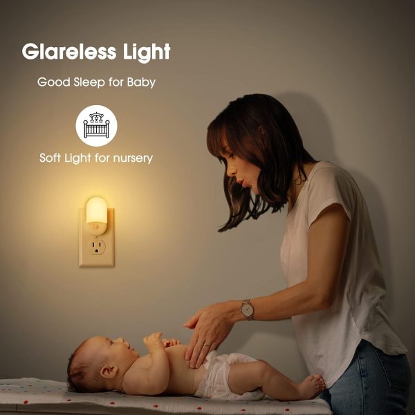 L LOHAS LED Night Lights Plug into Wall, [𝟐 Pack] LED Dimmable Night Light with Light Sensors, 30/60LM Adjustable Brightness Nightlights, Soft White 3000K Automatic Night Light for Kid, Hallway - Image 3