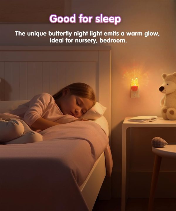 L LOHAS LED Kids Night Light, 8 RGB Color Changing Butterfly Night Lights with Dusk to Dawn Sensor, Acrylic Nursery Nightlight for Baby Room, Toddler Bedroom Decor & Gifts - Image 2