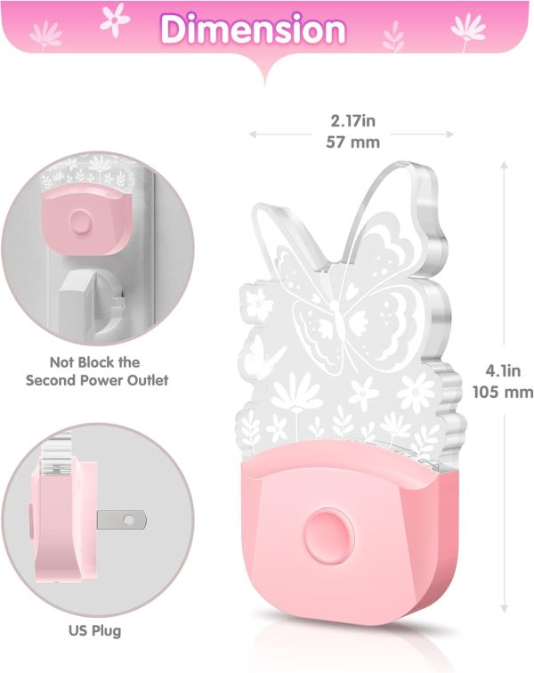 L LOHAS LED Kids Night Light, 8 RGB Color Changing Butterfly Night Lights with Dusk to Dawn Sensor, Acrylic Nursery Nightlight for Baby Room, Toddler Bedroom Decor & Gifts - Image 4